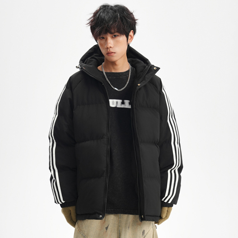 Tres barras transfronterizas chaqueta de algodón de plumón hombre y mujer rayas de invierno chaqueta de algodón de estilo de colegial chaqueta de pan grueso chaqueta de moda