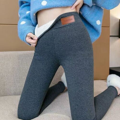 Women's Outerwear Woolen Thicken Leggings with Cashmere Fleece, Knee-High, Stretchy Warm Leggings