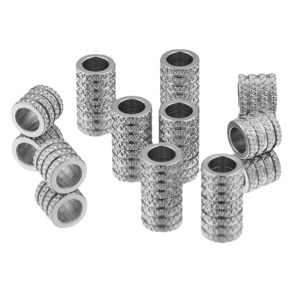 Cuentas de malla de acero inoxidable perlas de perforación perlas de tubo a través del agujero perlas de perforación de tubo largo cuentas de acero DIY accesorios de joyería hechos a mano en stock
