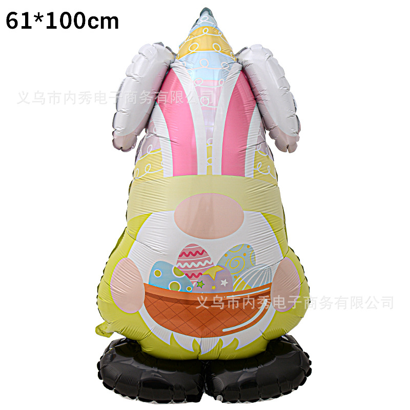 Pascua globo tridimensional base de pie globo de aluminio gran conejo huevo forma tema decoración