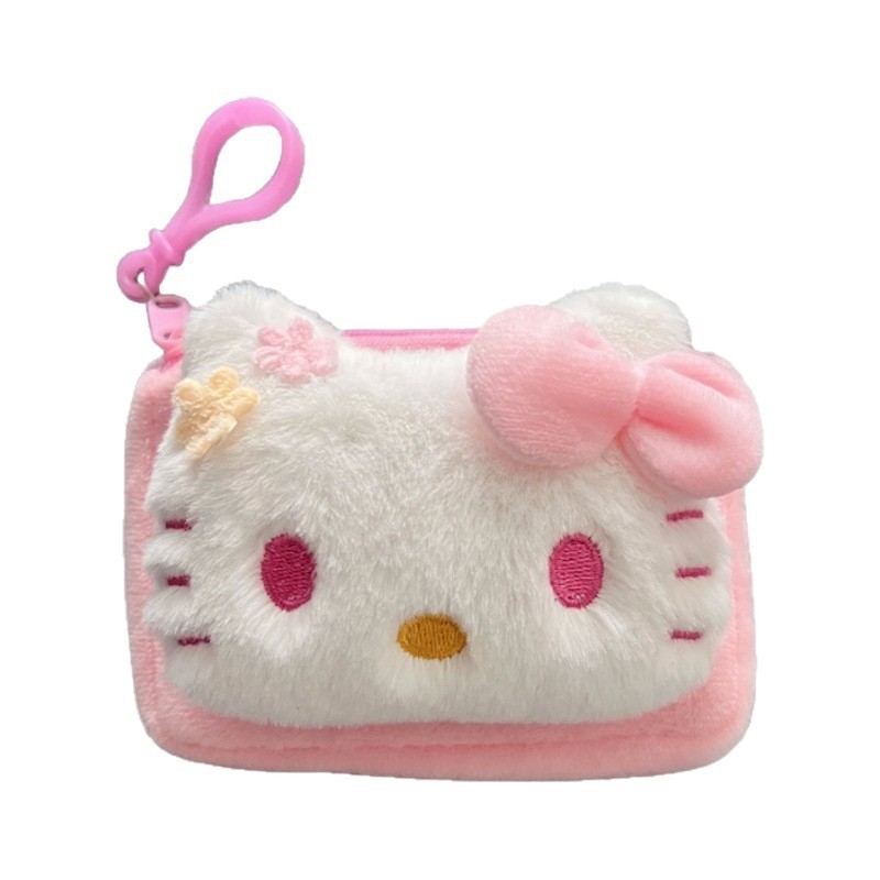 漫画リボン KT 猫ぬいぐるみ小銭入れミニバッグかわいいガーリーハートスクエアポータブルカードホルダー|undefined