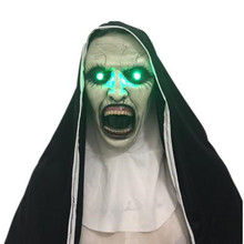 万圣节恐怖招魂2修女面具 整蛊吓人女鬼头套乳胶头套修女发光面具