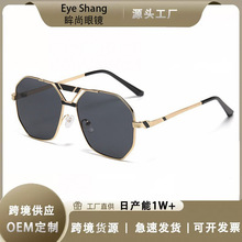 2025新款跨境多边形时尚金属镜框太阳眼镜高级感开车防晒男士墨镜