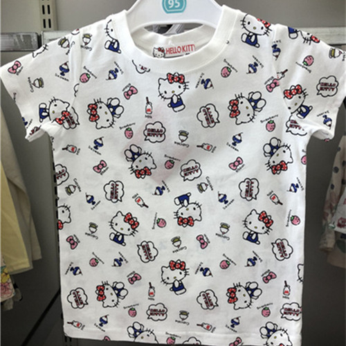 Children's Girls Cotton Short Sleeve T-Shirt 2025 Hello Kitty Girls Summer Cute Middle and Small Children Fashion