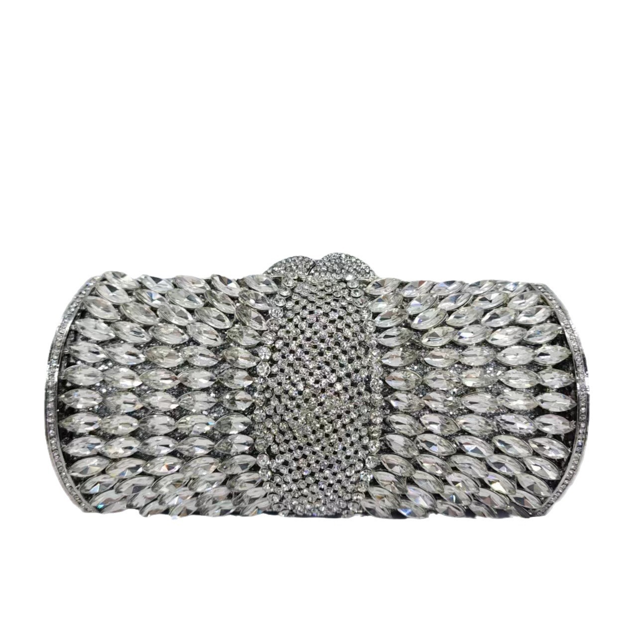 Túi clutch nữ dạ hội đính kim cương giả kim loại rỗng pha lê sang trọng — Đế Vàng Kim Cương, Nền vàng kim cương trắng, Màu tím, Màu bạc