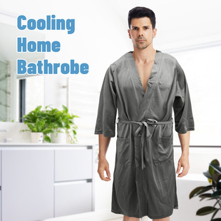 Summer Cross-Border Hot-Selling Couple's Cool Silk Cool Feeling Home Nightgown Cool Breathable Cooling Soup Spring Sweat Steaming Bathrobe