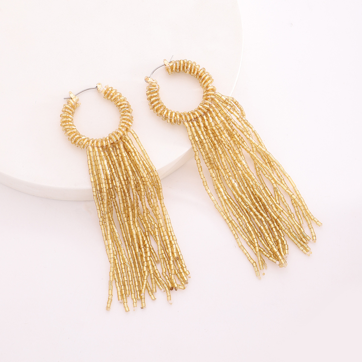 Women'S Gender 1 Pair Fashion Tassel Beaded Resin Drop Earrings