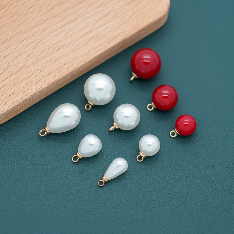 Alloy Pearl Pendant Drop-Shaped DIY Bracelet Jewelry Accessories 8-12mm Imitation Pearl Electroplated Pendant