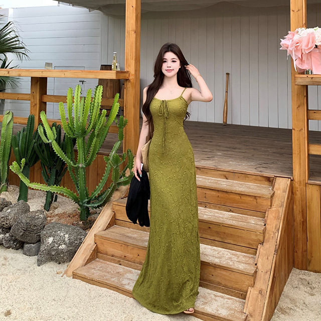 Textured Suspender Dress for Women 2026 Summer New Style Hot Girl Waist-Slimming A-Line Short Skirt Seaside Vacation Dress