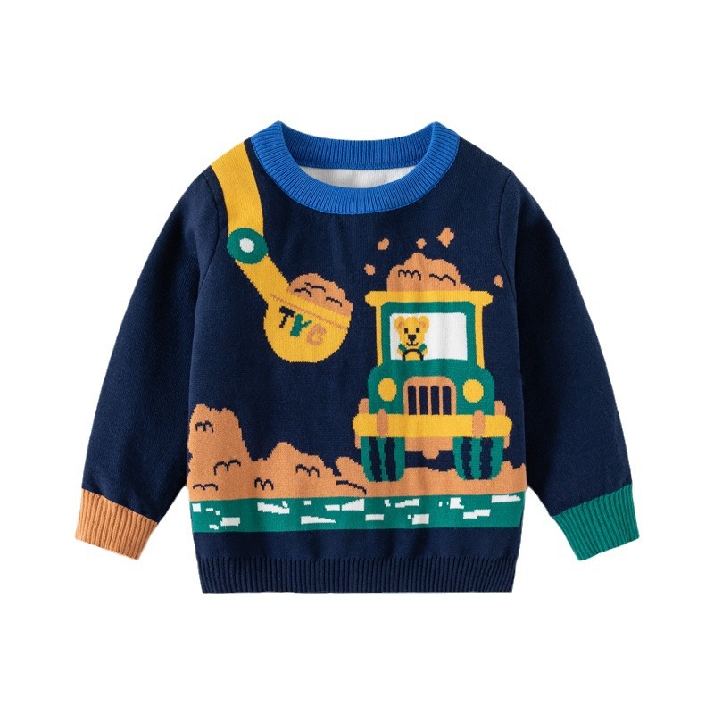 Suéter para niños Tengyun Pigeon Clohing Otoño/Invierno 2024 Nueva colección Suéter para niños con oso de peluche de doble capa_voghion.com