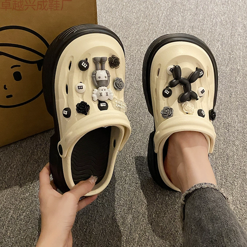Модные пещерные туфли женские летние носики 2024 новый тренд толстое дно увеличивается