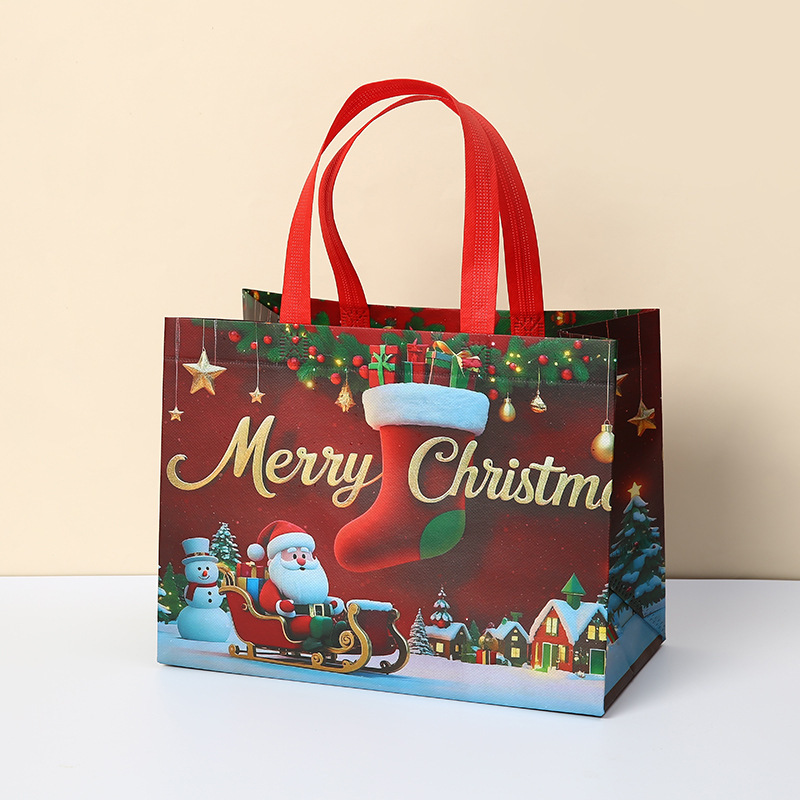 在庫ありクリスマスギフトバッグラミネート不織布ファッションポータブルショッピングバッグクリエイティブクリスマスギフトバッグ|undefined