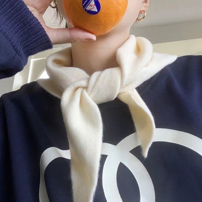 可爱马海毛纯色三角巾秋冬针织小围巾脖子保暖护颈椎围脖领巾百搭