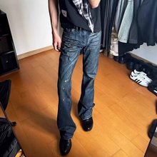 春秋季牛仔裤男大码高弹力微喇修身直筒高质量弹力微喇裤男裤潮