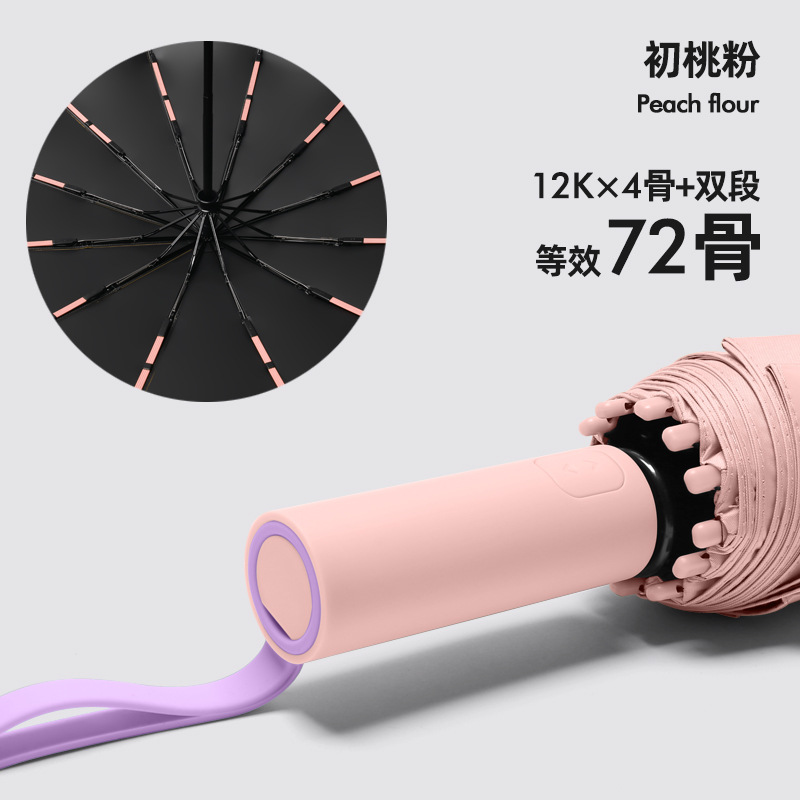 Paraguas plegable de doble capa con 24 varillas, resistente al viento y al sol, venta al por mayor para mujeres