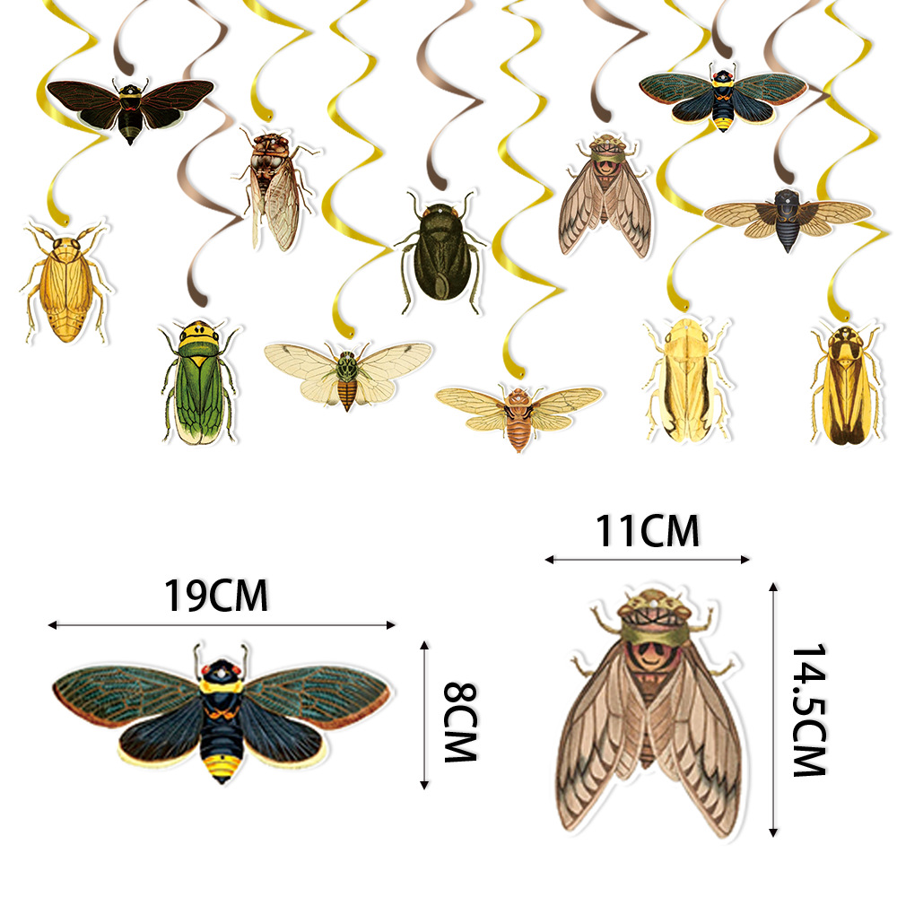 2026 Amazonas insectos temáticos decoración de fiesta tira bandera insectos fiestas colgante espiral artículos de decoración de cumpleaños
