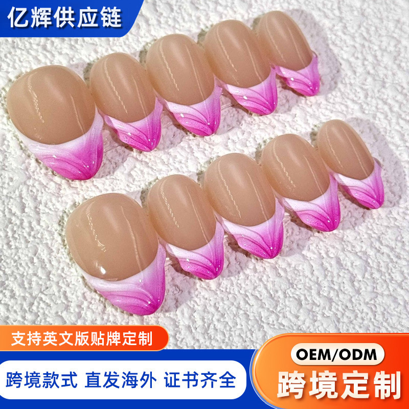European and American Almond-Shaped French-Style 3D Carved Hand-Painted Nail Art, Personalized Handmade Wearable Nails, Removable Nails