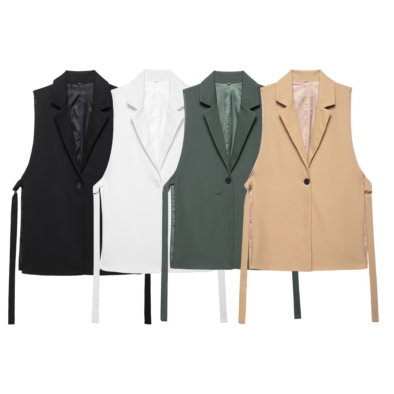 Women's 2025 New Summer Style Slit Design Mid-Length Sleeveless Suit Vest Vest 021588