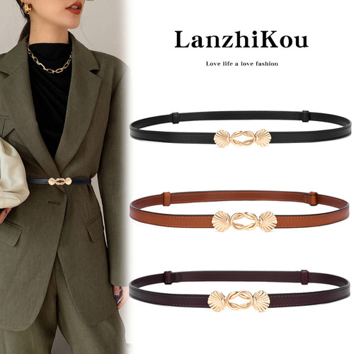 Belt for Ladies Genuine Calfskin Leather Belt Women Fashionable Universal Decorative Adjustable Hip Belt Trendy