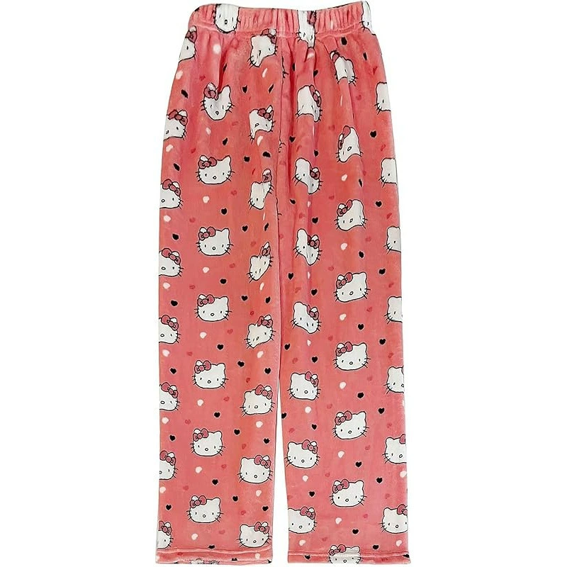 Фланелевые штаны Hello Kitty (женские) — тёплые флисовые пижамные брюки, размеры M–2XL