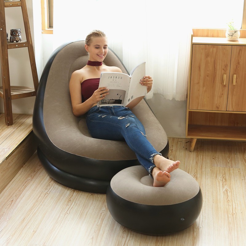 Sofá perezoso creativo al aire libre plegable sillón el almuerzo en hogar oficina inflable cama grueso