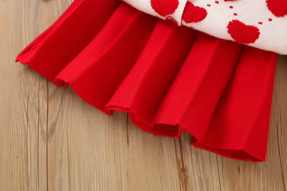 Pull tricoté en velours granulaire pour bébé fille, nouvelle édition coréenne, petit cœur, ensemble de jupe, automne/hiver 2023_voghion.com