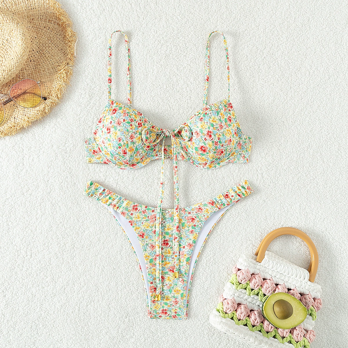 Единичный полосатый printed стальной обруч новый купальник комплект triangle Bikini пляжный отдых кросc -border купальник женский внешний рынок