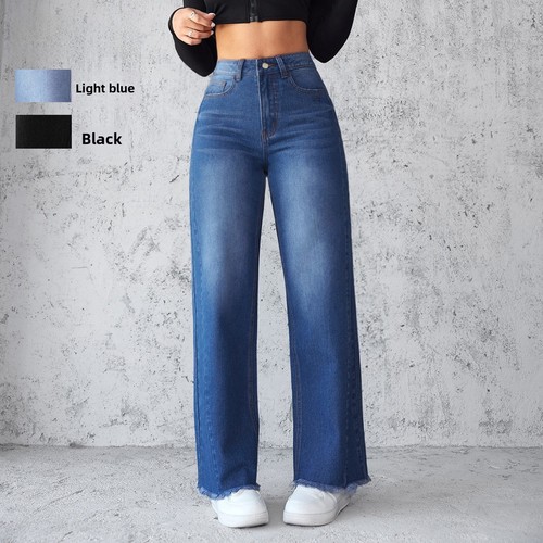 2025 direct sales of new cross-border Amazon independent station temperament, straight-leg wide-leg jeans for women