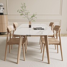 fxX北欧意式岩板实木餐桌椅组合一体简约现代家用小户型长方形西
