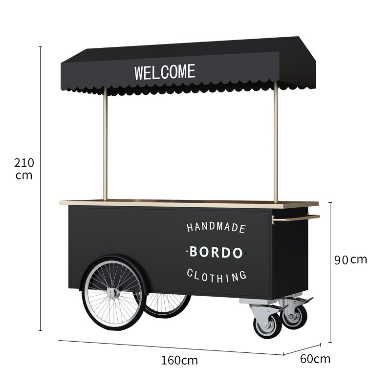 Carro de bocadillos móviles en línea, carro comercial, mercado nocturno, restaurante de hierro forjado, centro comercial, carro de exhibición, supermercado, carro de promoción, puesto de venta