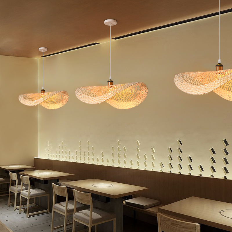 Lámpara de arte de bambú tienda de ropa lámpara de modelado lámpara de personalidad zen japonés creativo sala de té sala de estar lámpara de comedor de forma especial