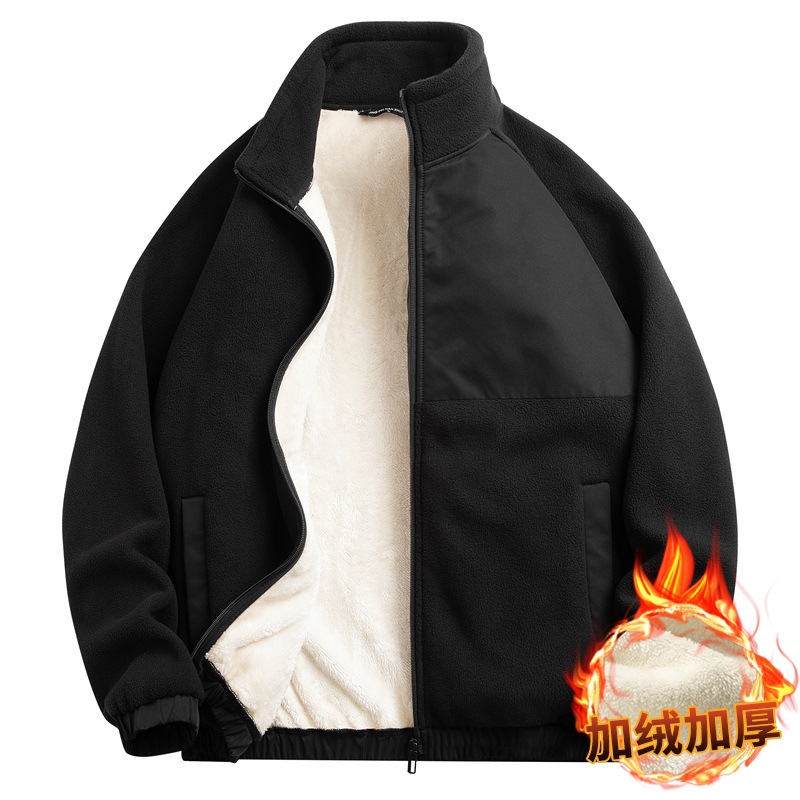 Camiseta de manga larga al aire libre transfronteriza engrosada con camisa encapuchada de lana pesada otoño y invierno con cremallera suéter hombre grueso personalizado