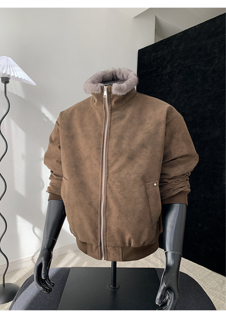Winter New Men's Two-color Mink PU Leather Cotton-padded Coat Old Money Wind Thickened Winter Coat Men's Trendy Brand_viptrois.com