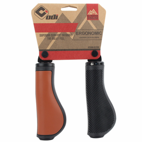 ODI Small Bull Folding Bike Bar Cover, Vintage Comfort Leather Rubber Ergonomic Lock Ring Mountain Bike Bar Cover