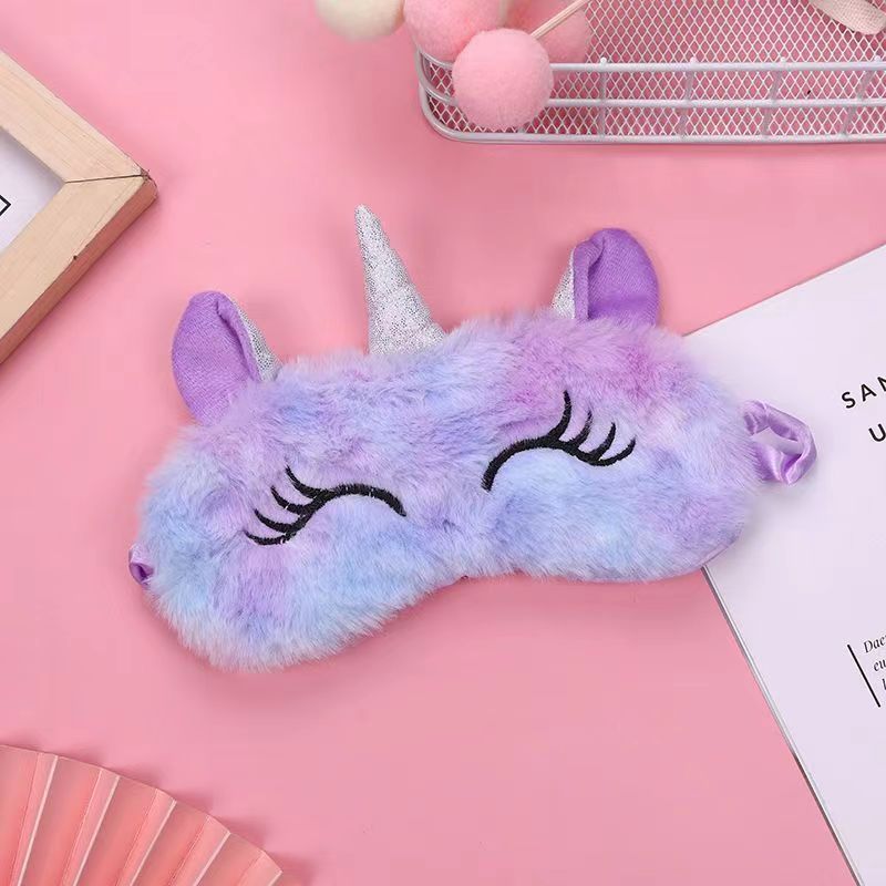 2023 nuevo unicornio lindo chica felpa sombreado máscara de ojos invierno dibujos animados niños estudiante sueño chica especial