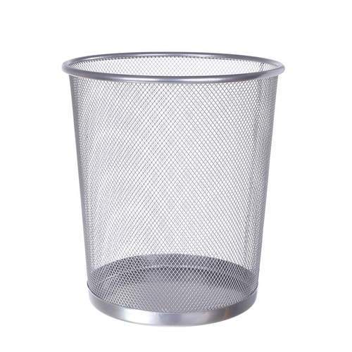 Metal mesh round trash can wrought iron trash basket kitchen storage bucket creative home office lidless paper basket