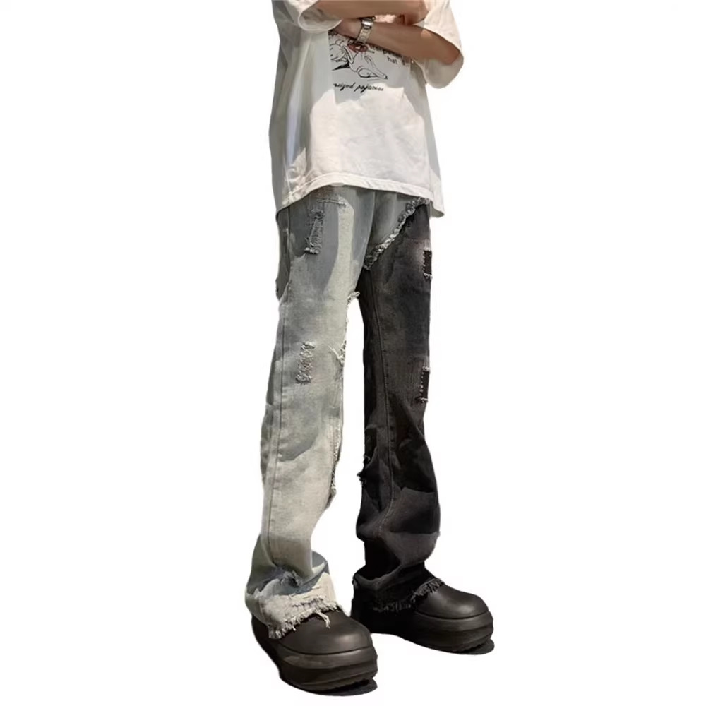 Men's Summer High-Waist Hip Hop Personality Letter Print Jeans Trendy Handsome Trousers New Style Streetwear_mkmklike.com