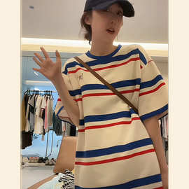 短袖T恤女夏季新款韩版洋气中长款小众宽松休闲半袖上衣LX6170