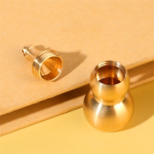 Pure brass top opening small gourd with cinnabar Pixiu keychain top opening hollow gourd jewelry accessories