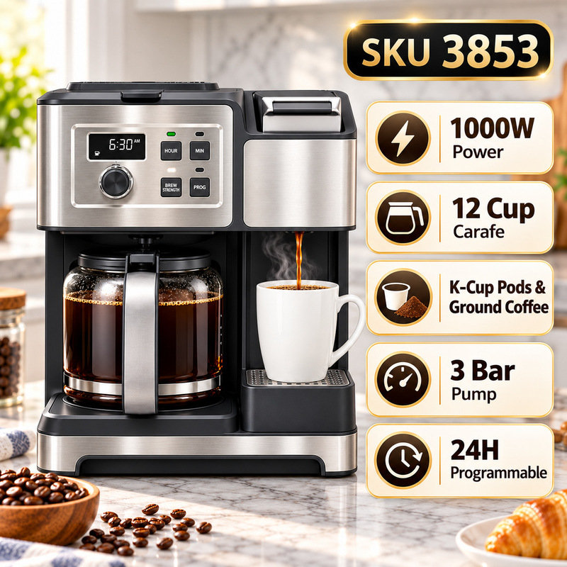 Household American-Style Drip Coffee Machine K-Cup Fully Automatic Capsule Coffee Maker with 1.4L Large Capacity and Lcd Display Household American-Style Drip Coffee Machine K-Cup Fully Automatic Capsule Coffee Maker with 1.4L Large Capacity and Lcd Display