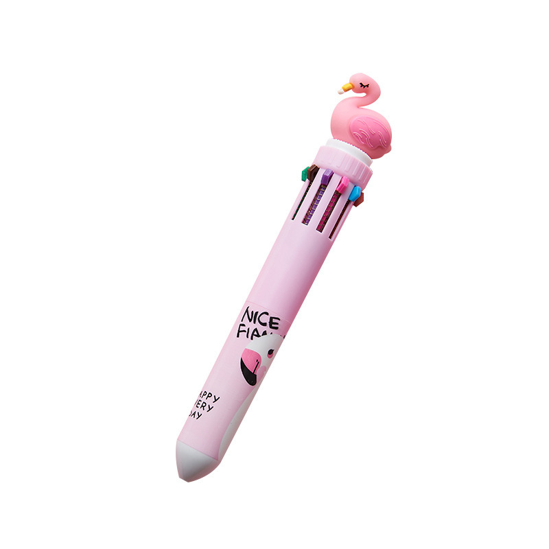 Papelería creativa bolígrafo de diez colores de dibujos animados estudiante color diario pluma chica corazón multicolor prensa bolígrafo al por mayor