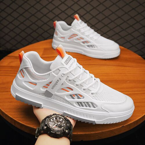 Spring 2024 new sneakers, men's trendy shoes, soft soles, comfortable and breathable, low-cut lace-up fashionable casual shoes, mesh shoes