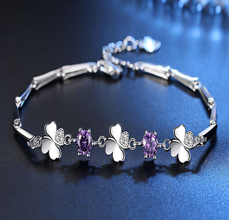 Four Leaf Grass Bracelet Female Student Korean Style Simple Girlfriend Fashion Trend Birthday Gift Male Couple Bracelet