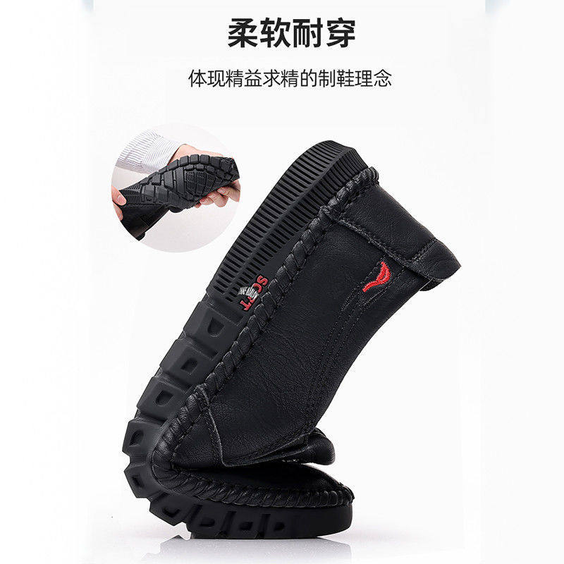 Giày lười nam da mềm thời trang, giày da thủ công mũi tròn gót thấp 1-3 cm — GX9557 màu nâu, GX9557 màu đen chi tiết 8
