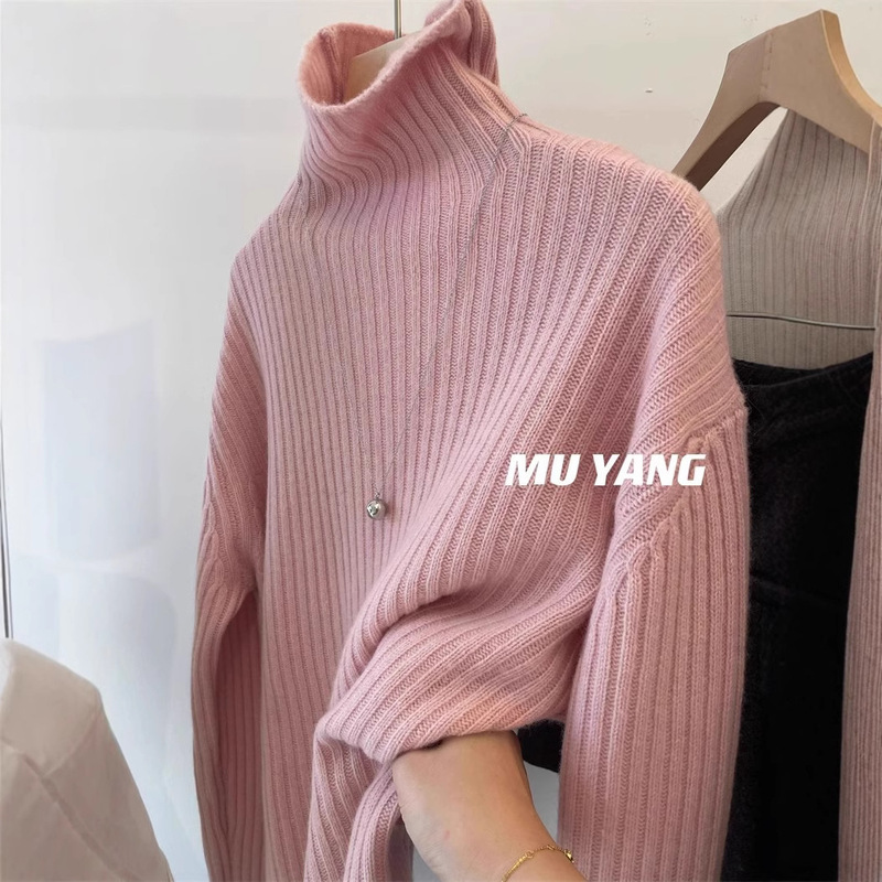 MUYANGA all-wool C- bit turtleneck! Thickened Pit Slimming Loose Winter Inner Base Shirt for Women