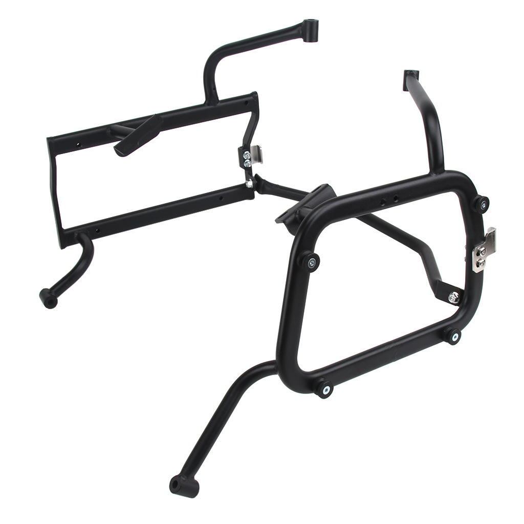 Aplicable a BMW G310GS acero al carbono negro esquivar el marco lateral de escape de escape de la caja lateral desmontable rápido soporte de fijación no destructivo