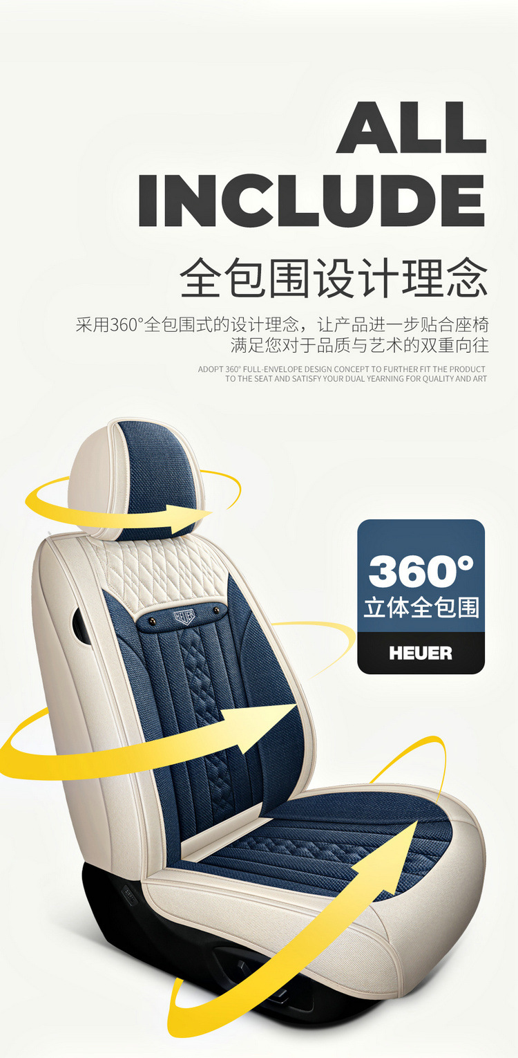 2025 Linen Car Cushion Four Seasons Universal Comfortable Breathable Fully Enclosed Fabric Seat Cover New Five-Seat Special