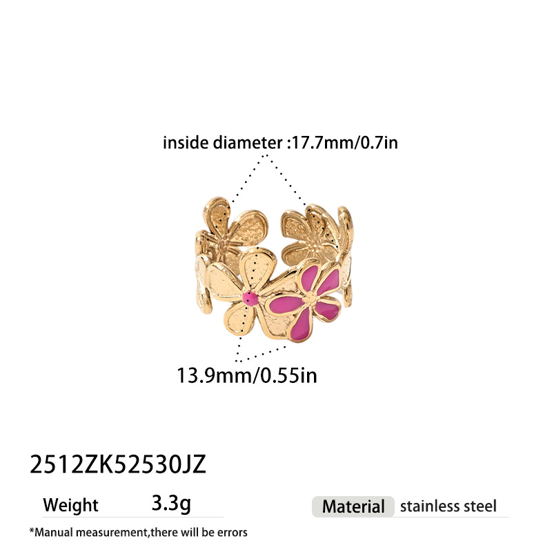 Ana Europa y América transfronterizos de acero inoxidable dopamina anillo de flores de color mar abierto vacaciones ajustable lote de joyería