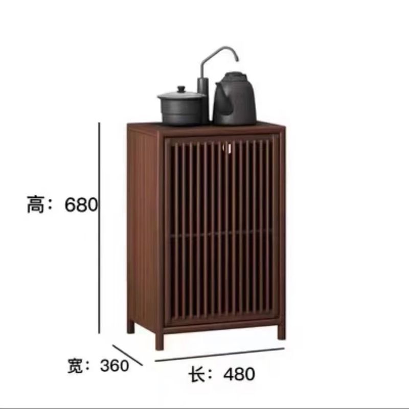 实木移动茶水柜新中式办公室黑胡桃木茶边柜茶桌侧边柜客厅茶台|undefined