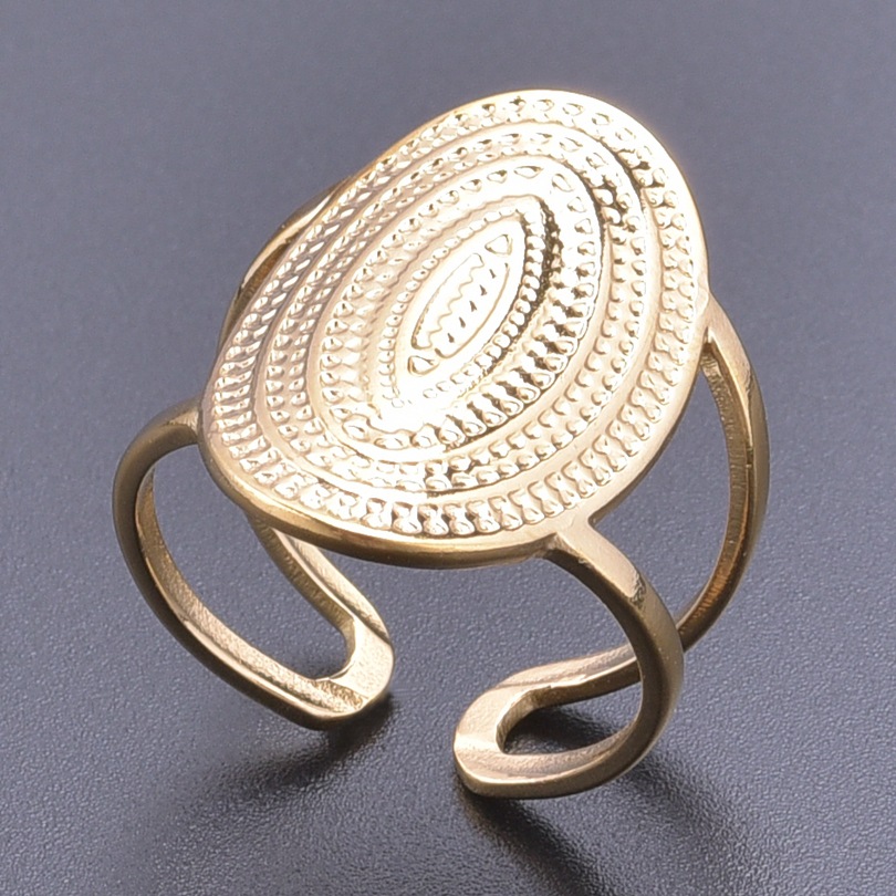 1 Piece Quantity Daily Occasion 304 Stainless Steel Material PVD Coated Real Gold Plated 18K Gold Geometric 304 Stainless Steel Waterproof Non Tarnish Open Ring